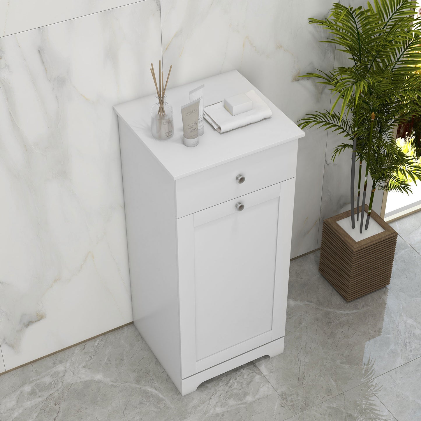Fala White Single HamFauxr Laundry Storage Cabinet