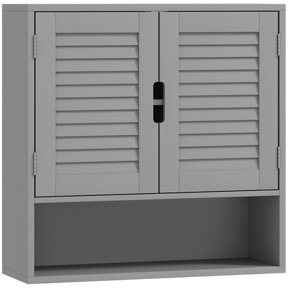 Zilikane Wall Mounted Bathroom Storage Cabinet With Adjustable Shelves Grey 60 x 20 x 60cm