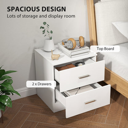 Kefa Yoka White Modern Bedside Table With 2 Drawer Storage