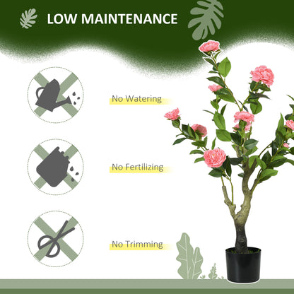 Leba Pair Of Artificial Camellia Flower Plants In Pots H8 95cm Pink