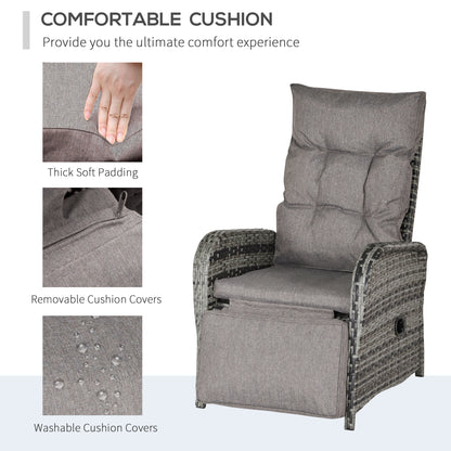 Nodika Rattan Grey 2 Seater Outdoor Bistro Set with Reclining Armchairs and Table