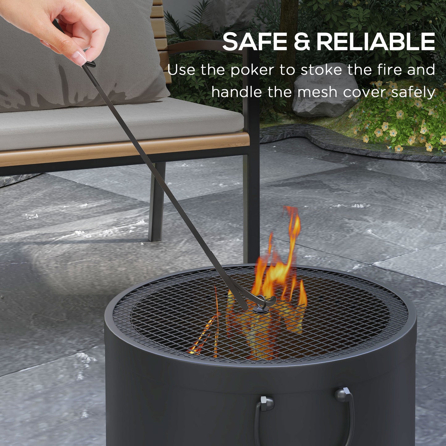Lasatta Small Steel Dark Grey Smokeless Portable Fire Pit with Spark Screen And Poker