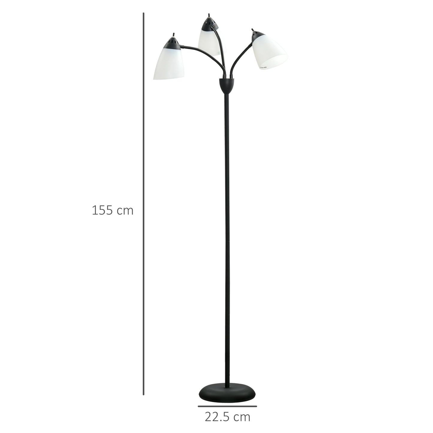 Diyoni Metal Black Arc Style Tree Floor Lamp With 3 Adjustable Rotating Lights 155 cm