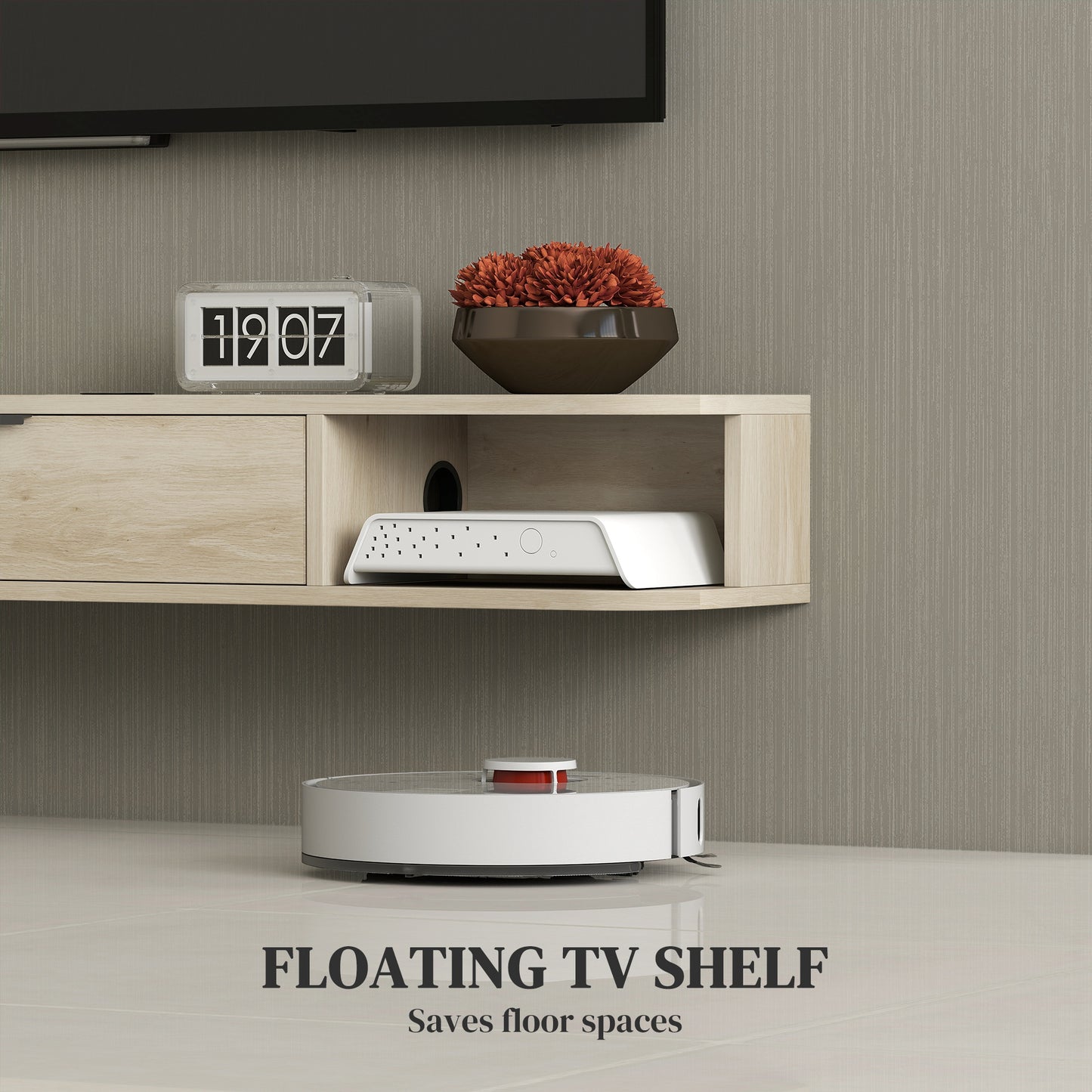 Avalani 120cm Natural Finish Floating TV Unit For Screens Up To 50 Inches