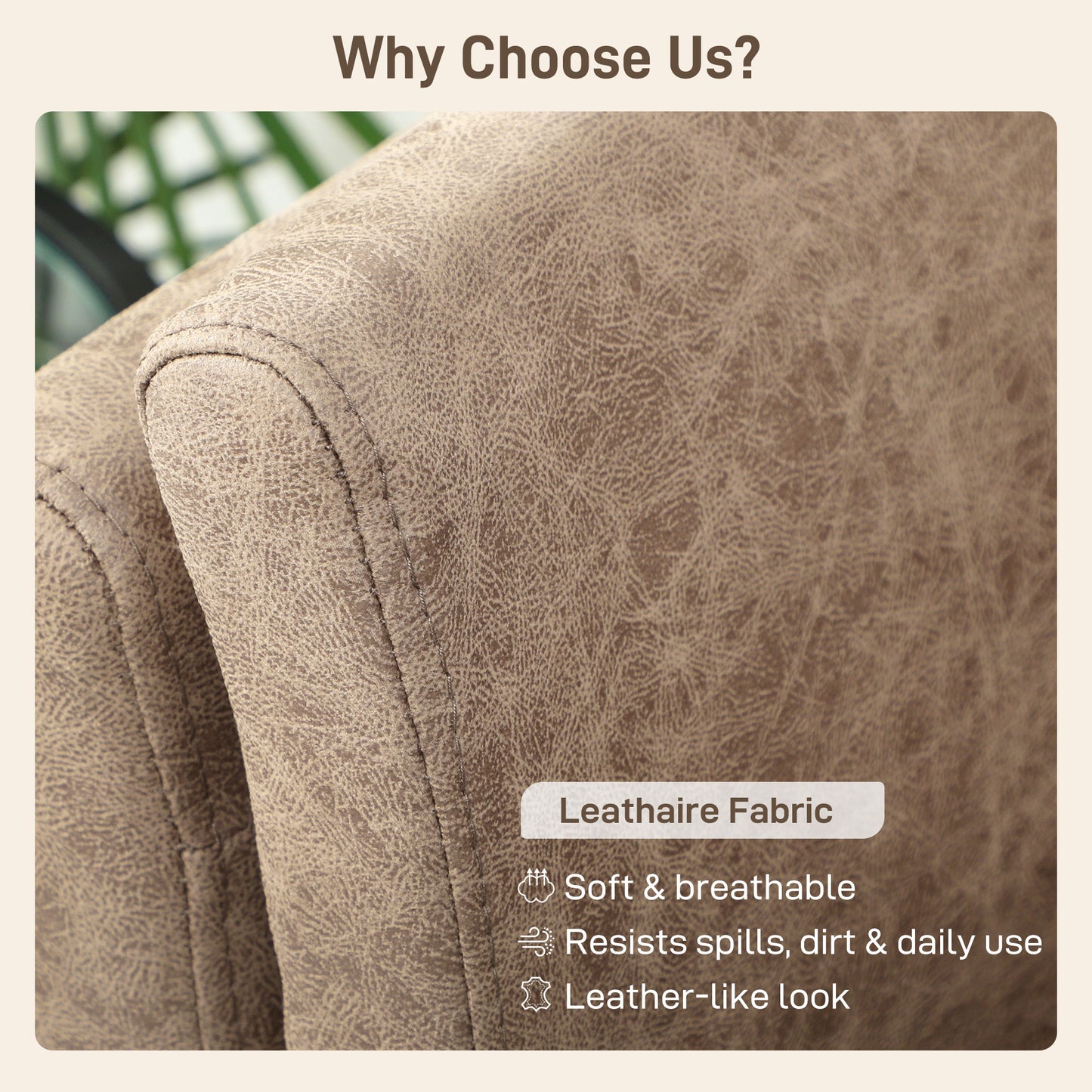 Vaha Light Brown Faux Leather 2 Seater Sofa