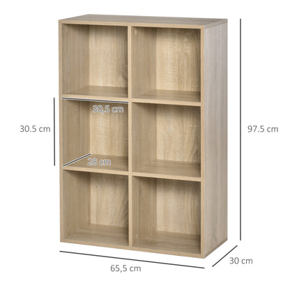 Nafino Ledi Wood Oak Effect 6 Cube Storage Bookcase