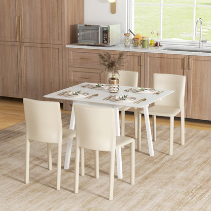 Hopato Solid Wood White Folding Drop Leaf Dining Table Seating 2 To 4