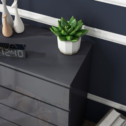 Kevano High Gloss Grey 5 Drawer Modern Storage Chest