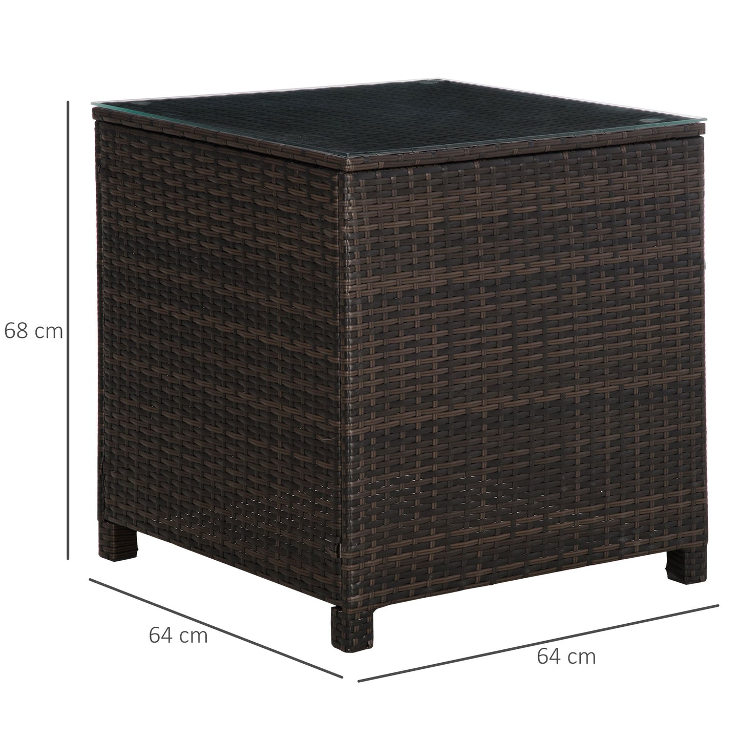 Naco Rattan Brown Outdoor Side Table With Tempered Glass Top