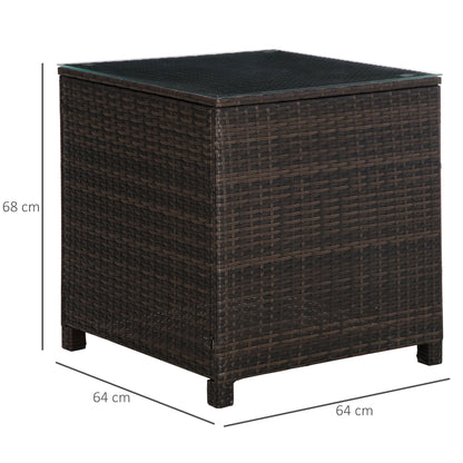 Naco Rattan Brown Outdoor Side Table With Tempered Glass Top