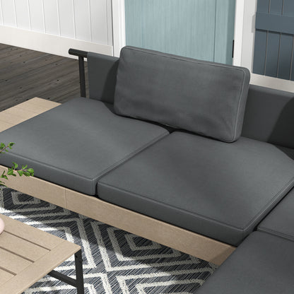 Vivino Metal Grey 3 Piece L Shaped Outdoor Garden Sofa Set with Coffee Table and 2 Side Tables