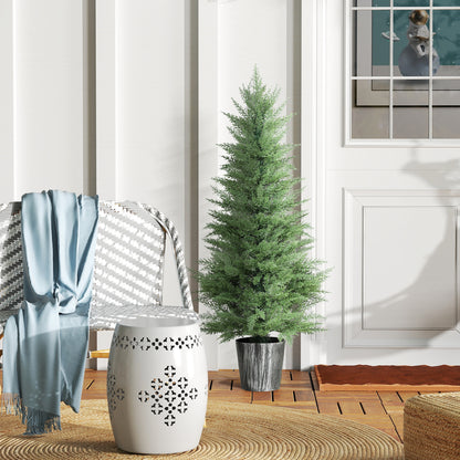 Reno Set Of 2 Artificial Cypress Style Trees With Decorative Pots For Indoor And Outdoor Use