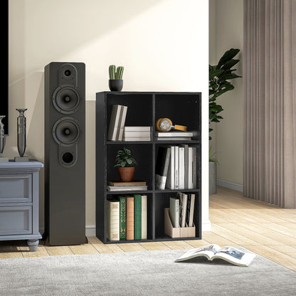 Sasu Wood Black Effect 6 Cube Storage Bookcase