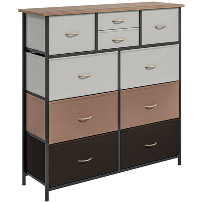 Sare Metal And Fabric Multicolour 10 Drawer Storage Dresser With Foldable Drawers And Steel Frame
