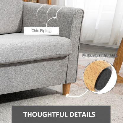 Lovina Light Grey Compact 2 Seater Sofa With Wooden Legs And Armrests