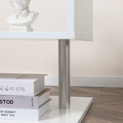 Coyora Wooden White Set Of 2 Cube Side Tables With 2 Tier Storage S Shaped