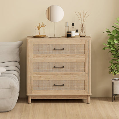 Zima Wood Oak Finish 3 Drawer Storage Chest 76 cm Wide