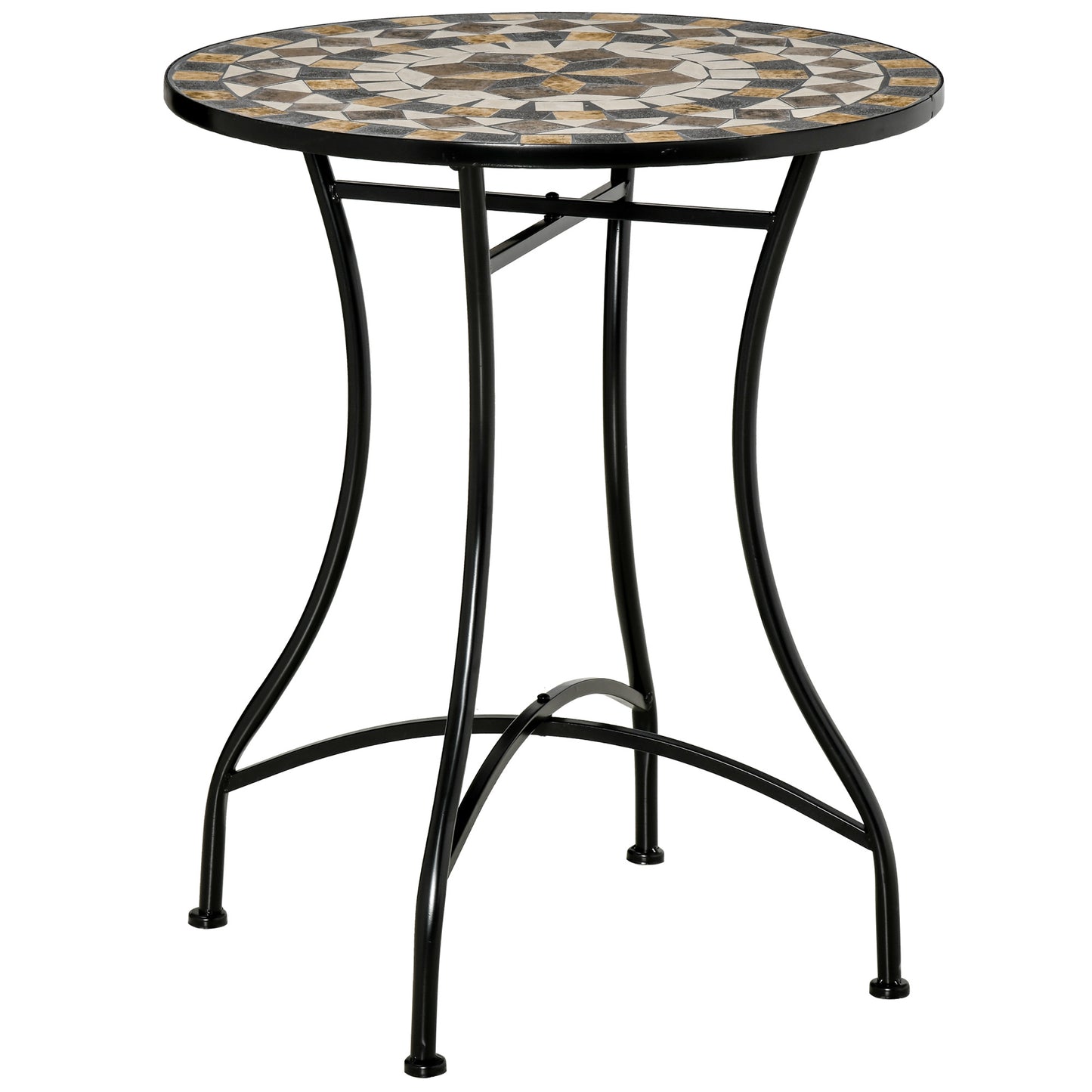 Nabaha Metal Grey Round Mosaic Outdoor Patio Bistro Table