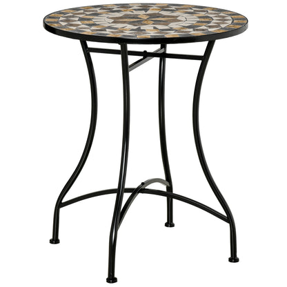 Nabaha Metal Grey Round Mosaic Outdoor Patio Bistro Table