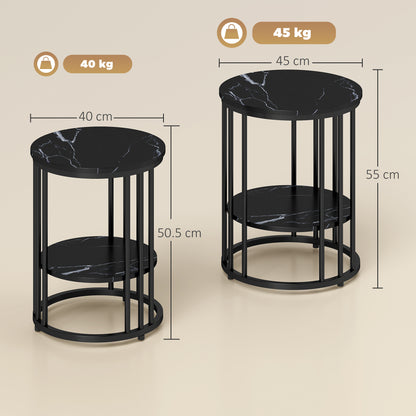 Dilisu Set Of 2 Wooden Black Marble Effect Coffee Tables