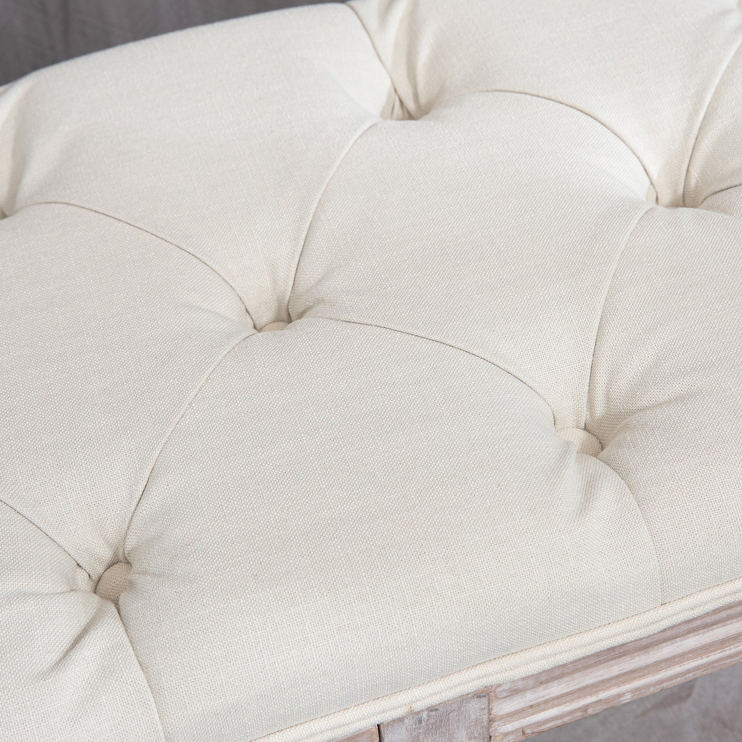 Lono Cream  2 Tier Vintage Style Bed End Bench With Storage Shelf Tufted Diamond