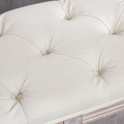 Lono Cream  2 Tier Vintage Style Bed End Bench With Storage Shelf Tufted Diamond