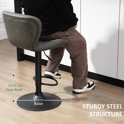 Moliyo Set Of 2 Dark Grey Swivel Bar Stools With Diamond Pattern And Steel Frame