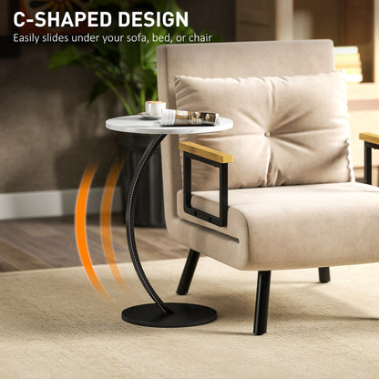 Dimo Round C Shaped Side Table With Marble Effect Top