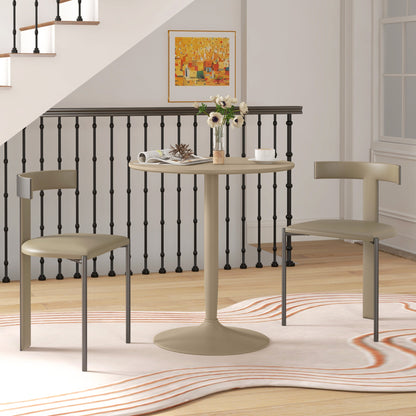 Ratapa Metal Light Brown Minimal Round Dining Table For 2
