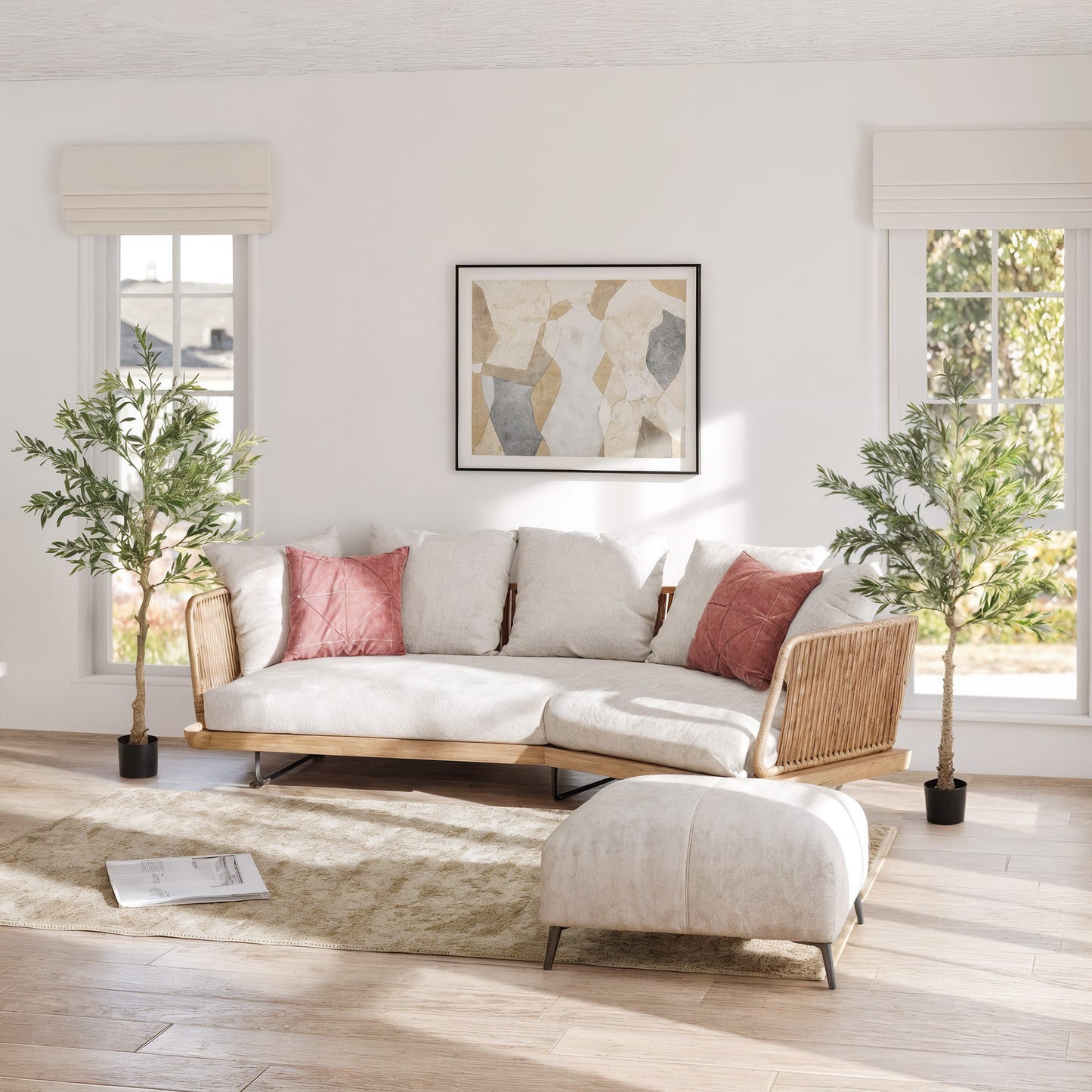 Selena Vavi Set Of 2 Artificial Olive Style Trees With Silk Leaf Finish