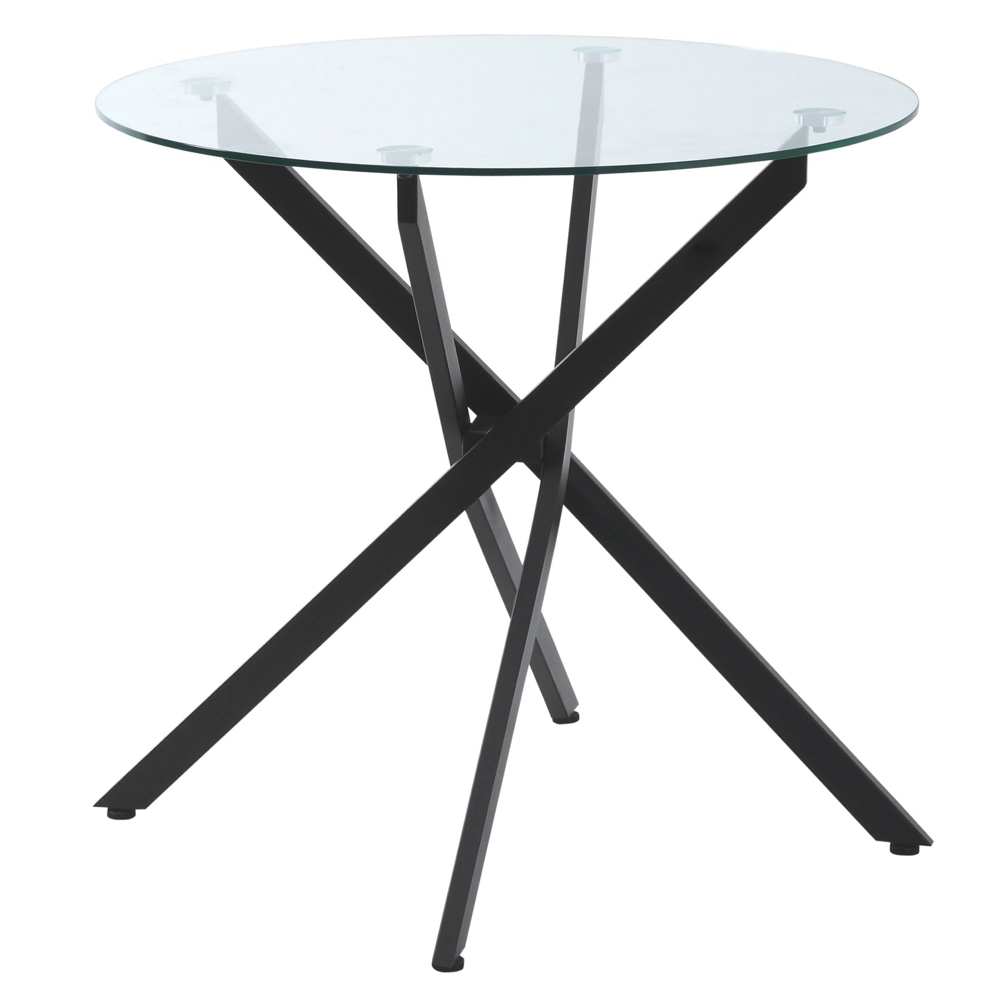 Bama Metal Black Round Glass Dining Table With Clear TemFauxred Top For Living And Dining Rooms