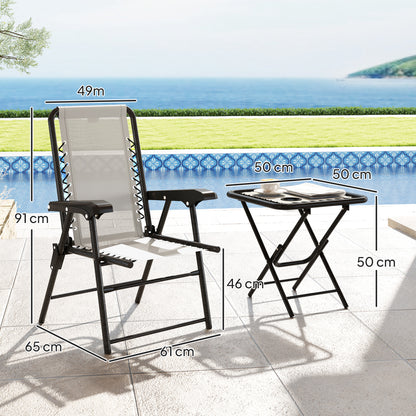 Diroke Metal Cream White 3 Piece Garden Table And Chair Bistro Set