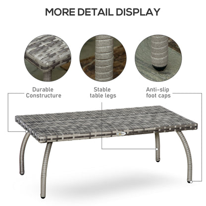 Kedo Grey Rattan Rectangle Outdoor Coffee Table With Woven Finish
