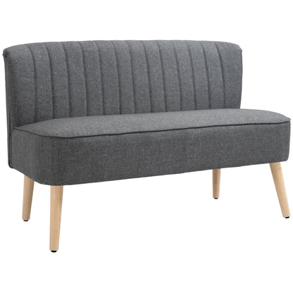 Coliba Fabric Grey Compact 2 Seater Sofa With Padded Seat And Wooden Legs