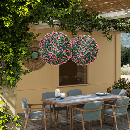 Notolu Kano Set Of 2 Artificial Boxwood Ball Plants In Pink Finish