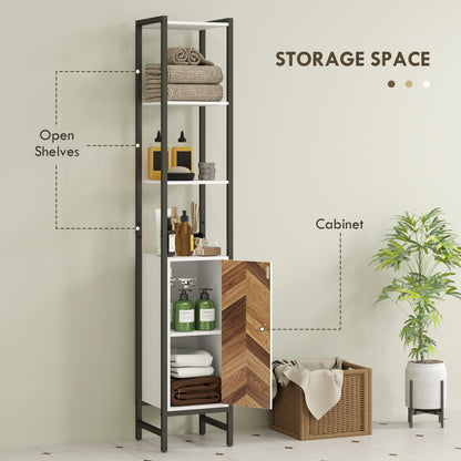 Yove Tall Narrow Bathroom Storage Cabinet With Adjustable Shelves For Multi Room Use