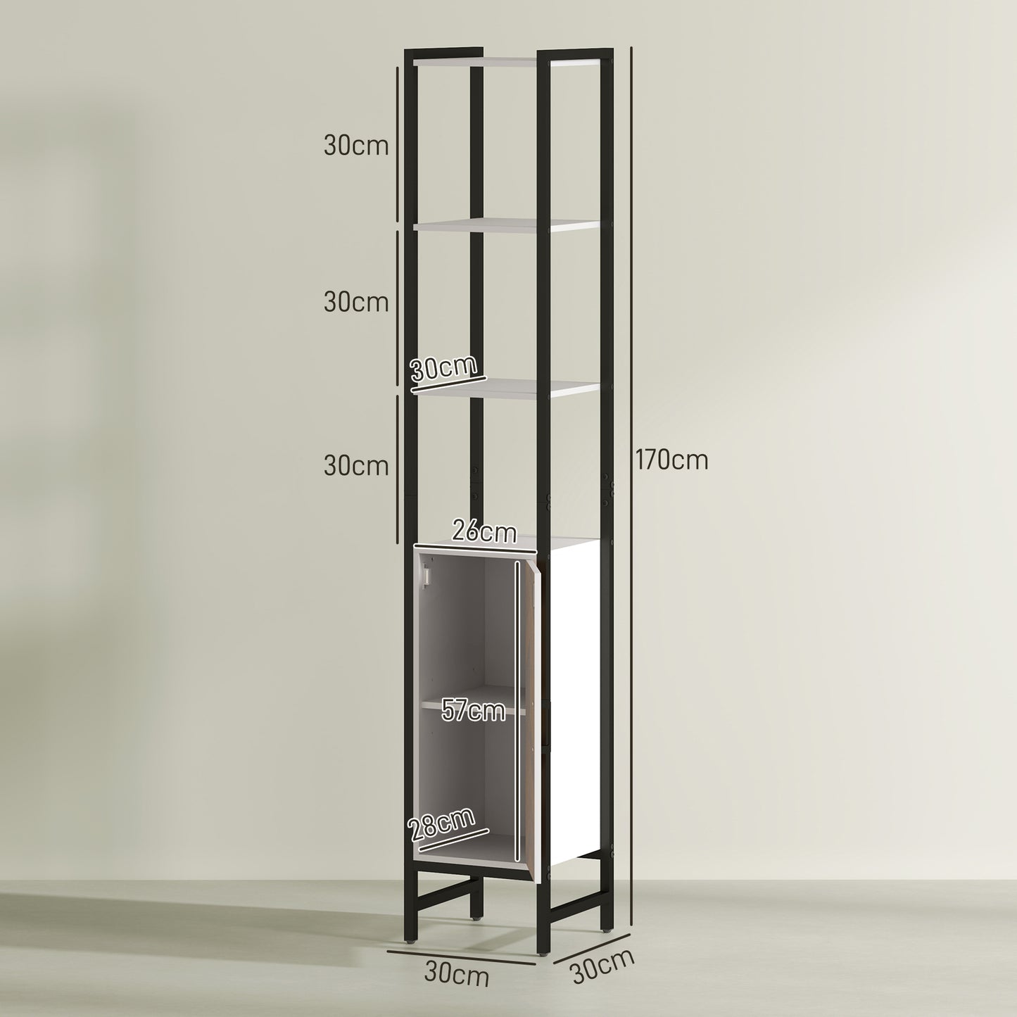 Yove Tall Narrow Bathroom Storage Cabinet With Adjustable Shelves For Multi Room Use