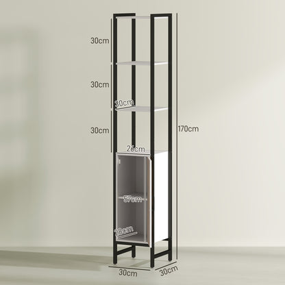 Yove Tall Narrow Bathroom Storage Cabinet With Adjustable Shelves For Multi Room Use