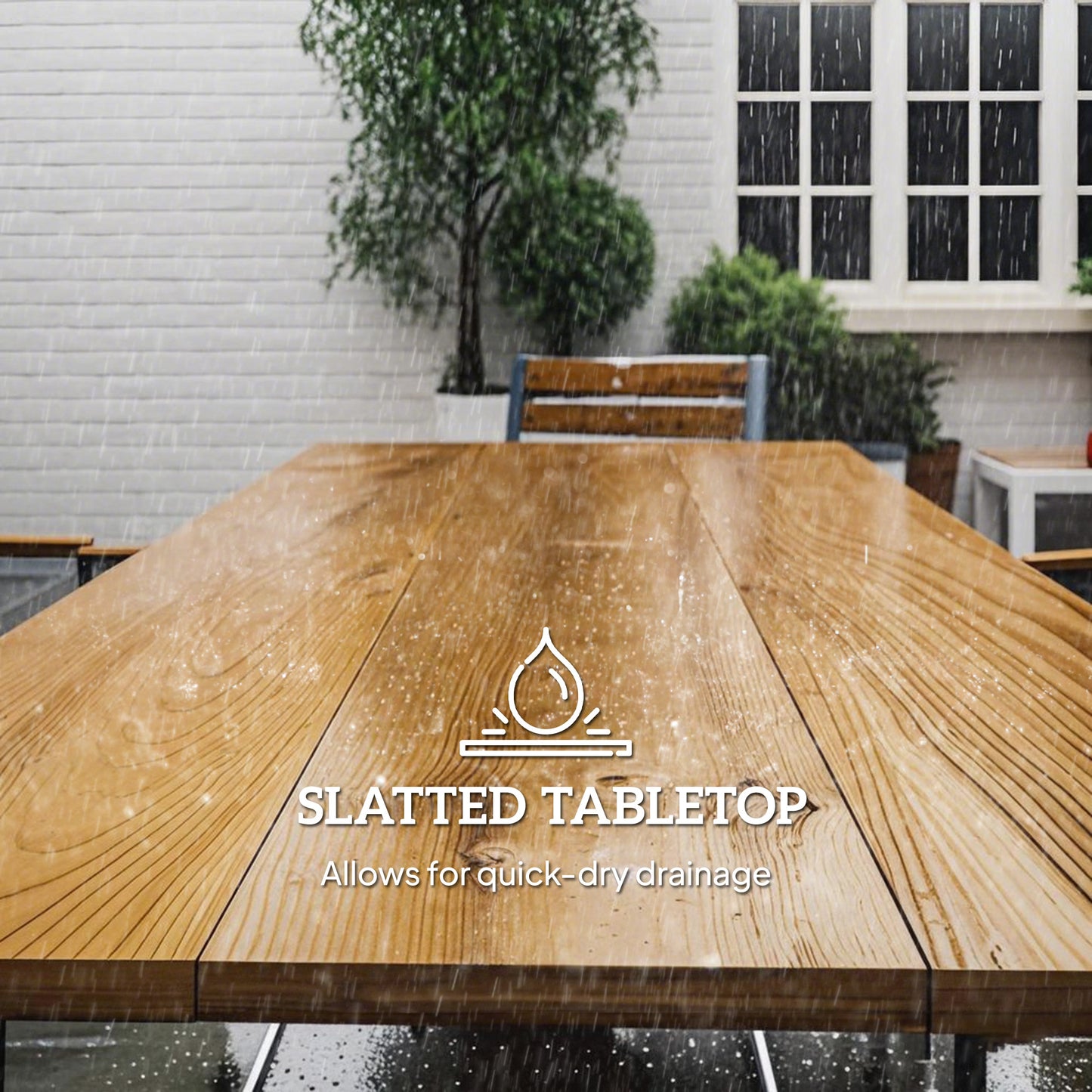 Mafi 6 Seater Wood Panel Outdoor Dining Set Slatted Design