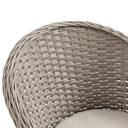 Vifi Rattan Grey 4 Seater Outdoor Dining Set With Glass Table And Cushions