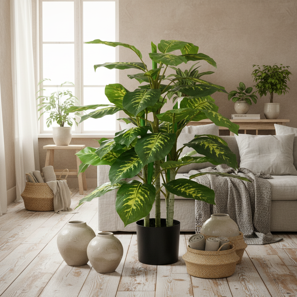 Ditoli Artificial White Rose Plants In Pots For Interior Styling