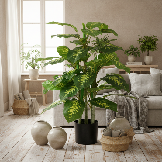 Ditoli Artificial White Rose Plants In Pots For Interior Styling