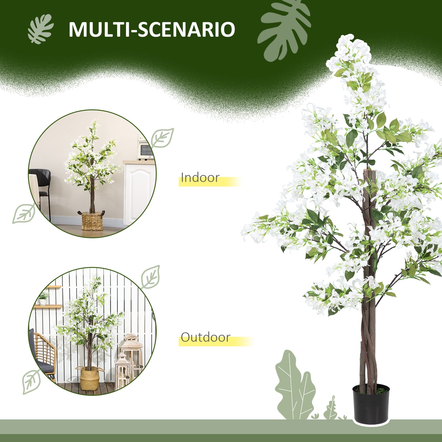 Laniha Set Of 2 Artificial Honeysuckle Flower Plants With Curved Stems In White Pots