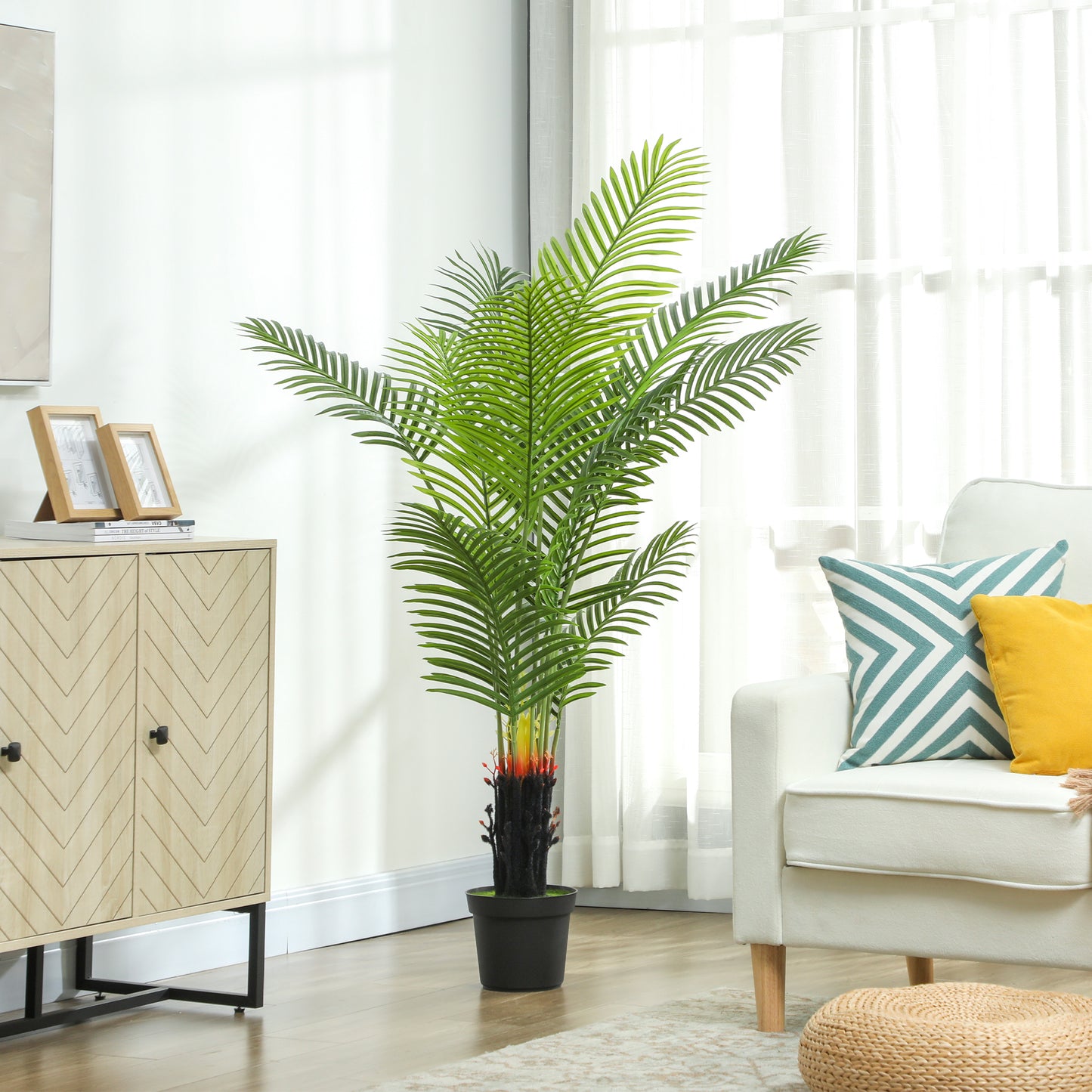Nomovi Artificial Areca Palm With Full Canopy Leaf Design In Pot H8 150cm Green