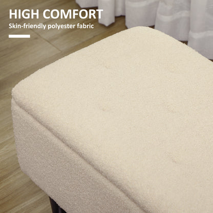 Nevano Boucle Cream Storage Ottoman Teddy Fleece
