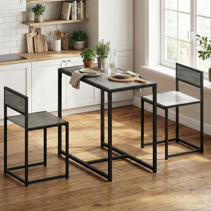Nenepa 3 Piece Charcoal Grey Wood Effect Dining Table And Stools