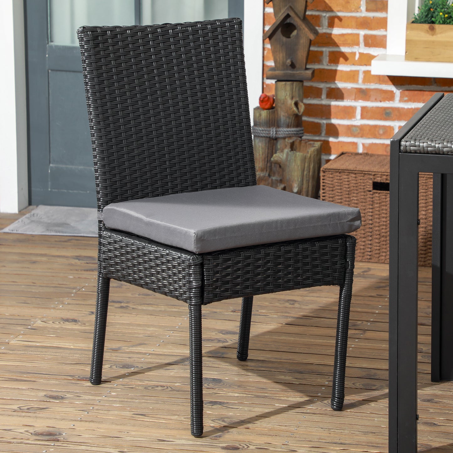 Meretta Rattan Black Set Of 2 Armless Outdoor Garden Chairs