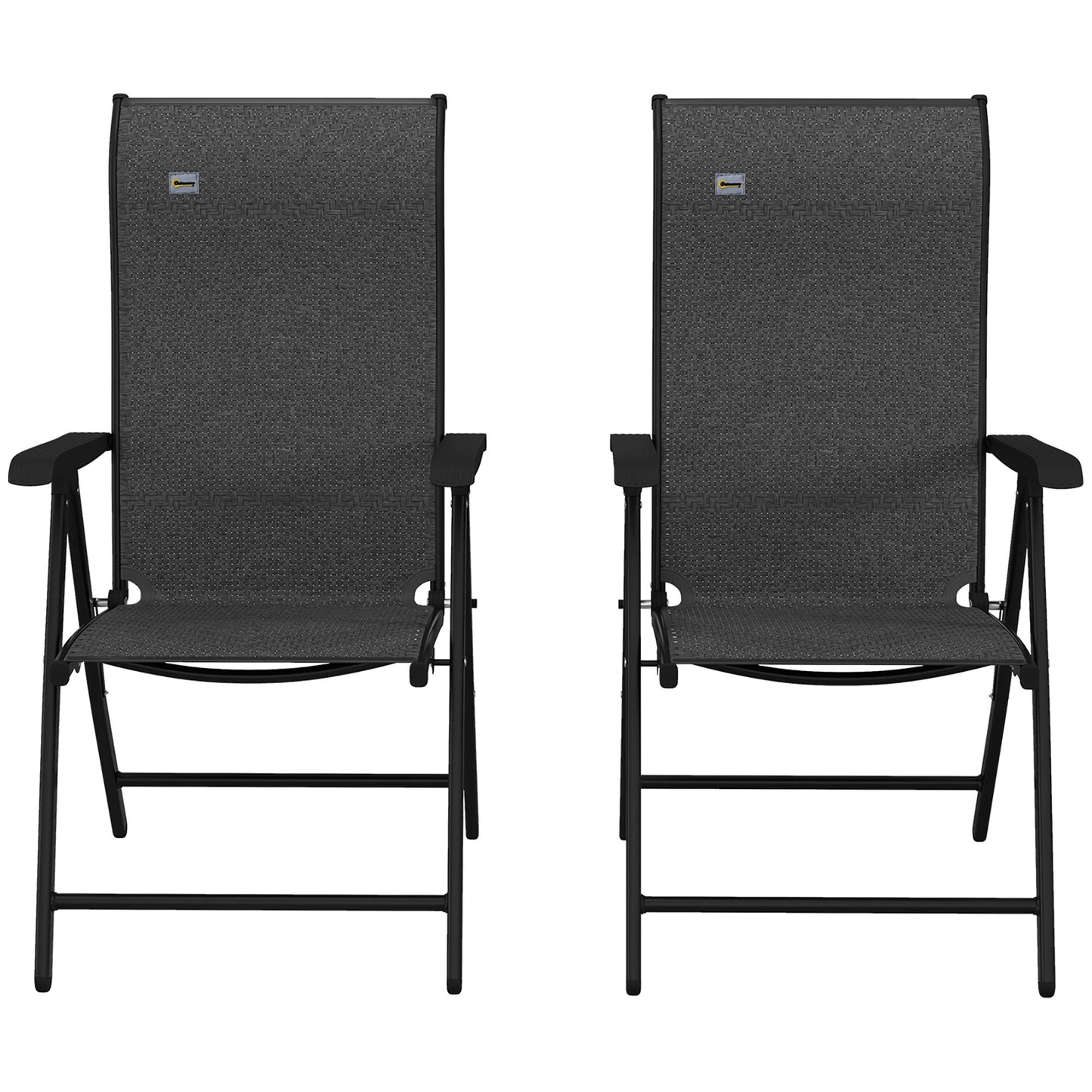 Lecore Set Of 2 Metal Grey Folding Garden Chairs With 7 Position Reclining Backs