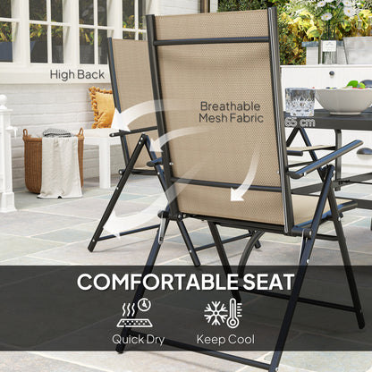 Dizze 6 Seater Cream Mesh and Black Steel Outdoor Dining Set with Parasol Hole
