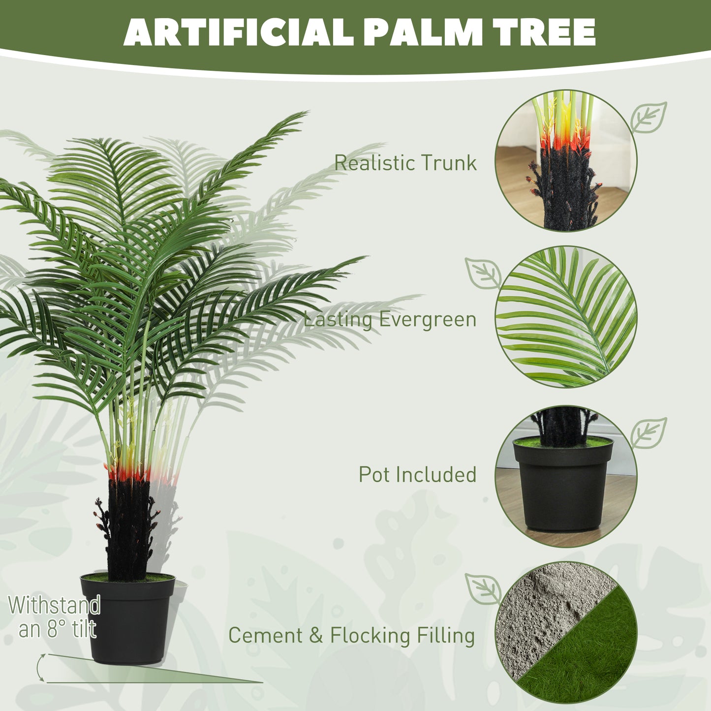 Sule Artificial Areca Palm With Compact Leaf Form In Pot H8 120cm Green